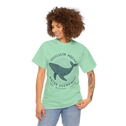 Water Element Whale Tee, Sigillum Aquae Symbol, Flow Intuition Healing, Spiritual Ocean Totem Tee, Nature Energy Shirt, Mindfulness Fashion