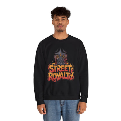 Street Royalty Men's Crewneck Sweatshirt, Graffiti Crown Graphic Pullover, Urban Streetwear Top for Men
