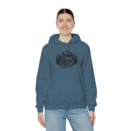Stay Wild Hoodie, Nature Lover Unisex Pullover, Mountain Adventure Hiking Sweatshirt, Outdoorsy Gift for Him Her