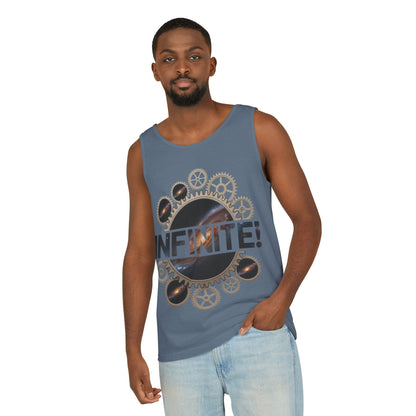 Men's INFINITE! Steampunk Space Gears T-Shirt, Cosmic Mechanical Design Tee for Sci-Fi & Engineering Lovers, Workout Shirt