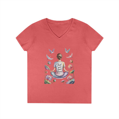 Mindful V-Neck T-Shirt, Inspirational Tee, Yoga Shirt, Self-Care Apparel, Gift for Her, Casual Wear, Find Your Inner Peace