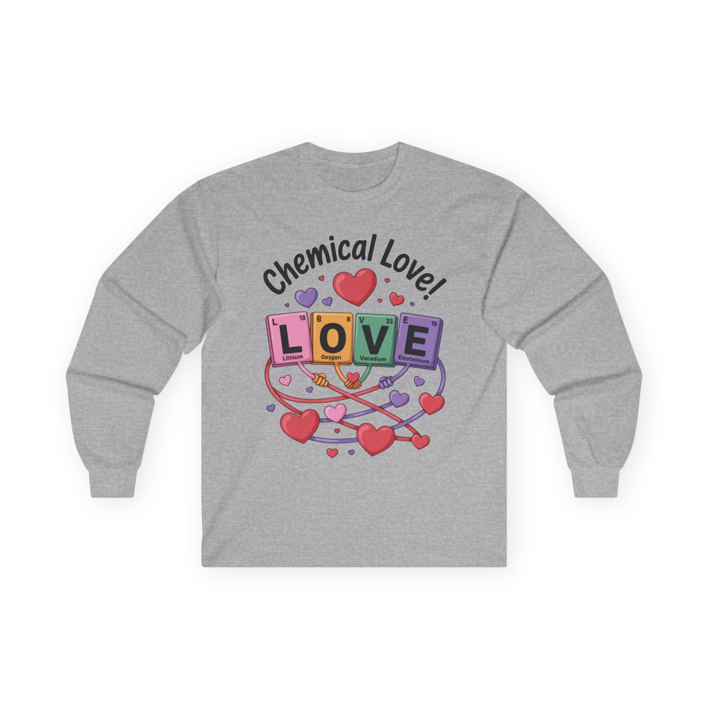 Chemical Love Women's Long Sleeve Tee, Valentine's Day Gift, Cute Chemistry Shirt, Science Lover Apparel, Relationship Humor