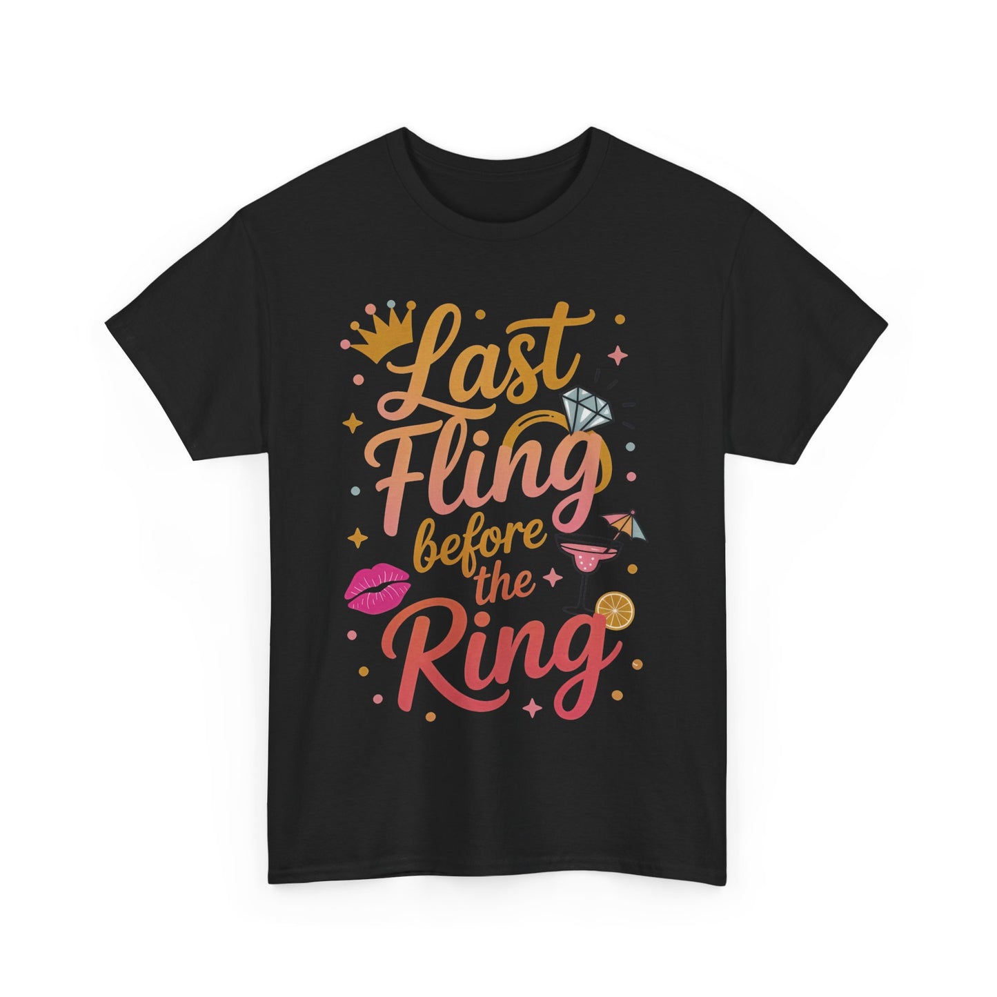 Last Fling Before the Ring T-Shirt, Bachelorette Party Tee, Bridesmaid Wedding Tee, Hen Party Matching Top, Bridal Shower, Bridesmaids Gift