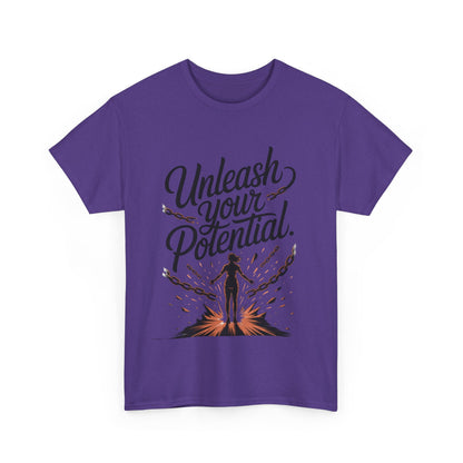 Unleash Your Potential Women's Tee, Motivational T-Shirt, Inspirational Cotton Tee, Gift for Gym Lovers, Positive Energy Top