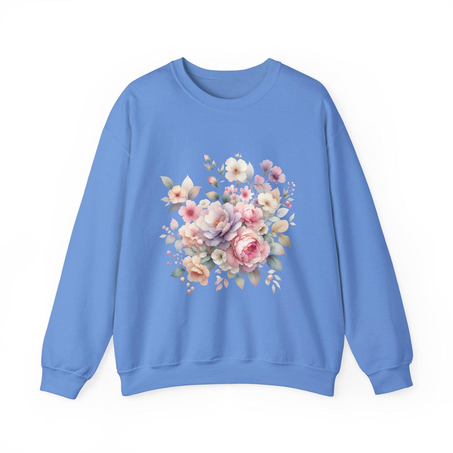Floral Crewneck Sweatshirt, Cozy Floral Sweatshirt for Spring, Gift for Her, Women's Floral Top, Pastel Floral Sweatshirt