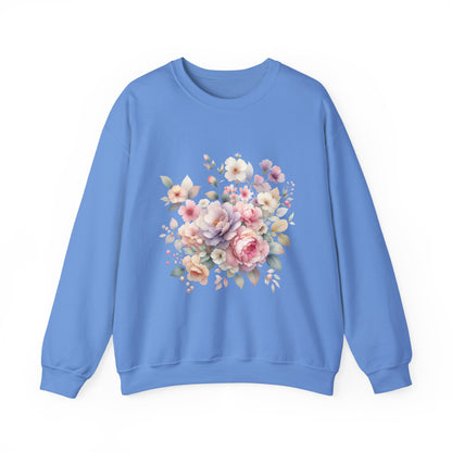 Floral Crewneck Sweatshirt, Cozy Floral Sweatshirt for Spring, Gift for Her, Women's Floral Top, Pastel Floral Sweatshirt