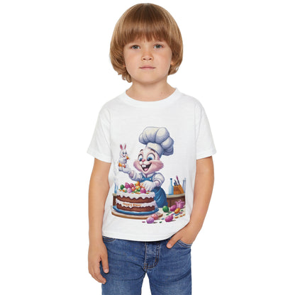 Bunny Chef Toddler T-Shirt, Cute Easter Apparel, Kids Baking Shirt, Toddler Gifts, Spring Outfits, Happy Bunny Design, Easter Cake Shirt