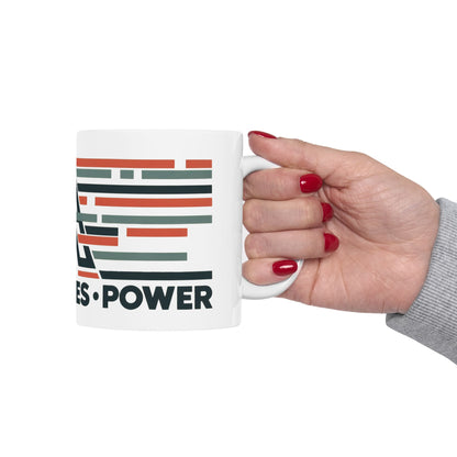 Order Creates Power Coffee Mug, Minimal Geometric Triangle Wraparound Cup, Scandinavian Modern Gift for Men, Ceramic Mug, (11oz, 15oz)