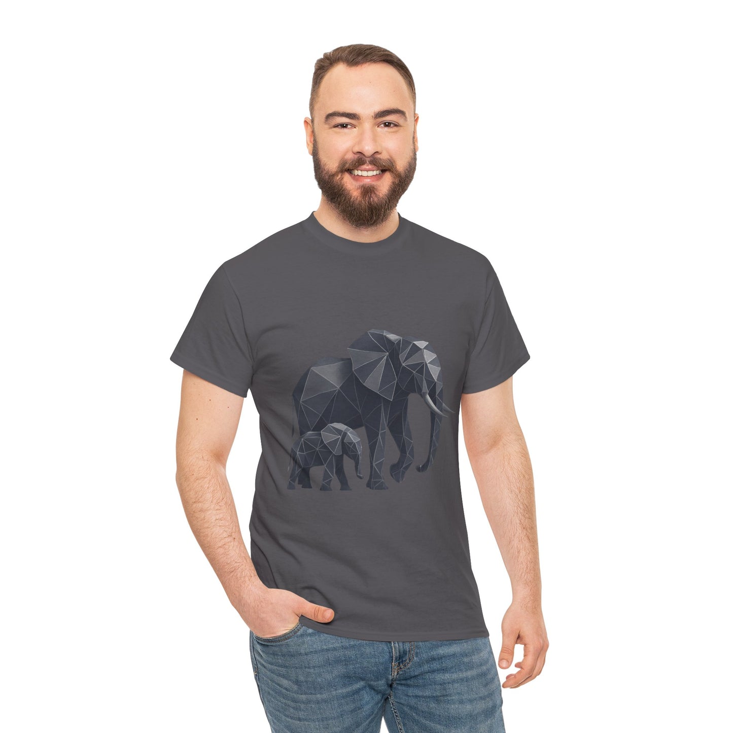 Geometric Elephant Tee - Minimalist Art Shirt, Nature Lover Gift, Animal Print T-Shirt, Unisex Cotton Tee, Eco-Friendly Wear