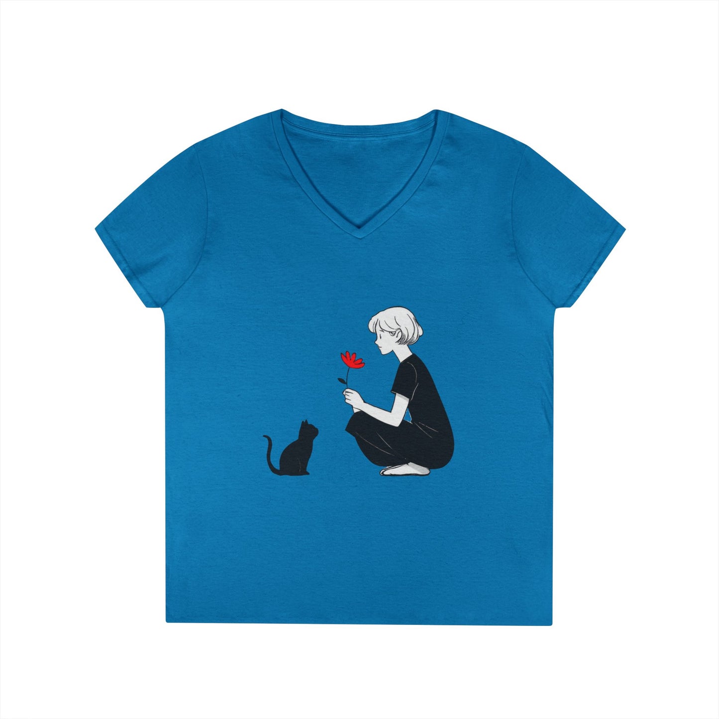 Cat Lover's V-Neck T-Shirt - Cute Graphic Tee for Pet Owners, Gifts for Cat Lovers, Animal Lover Apparel, Valentine's Day, Cat Love