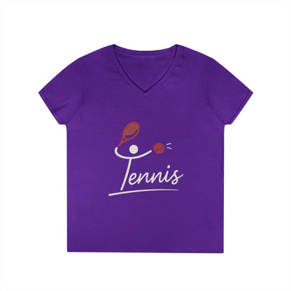 Ladies' V-Neck T-Shirt, Womens Tennis Graphic T-Shirt, Cute Sports Tee, Funny Workout Gym Top for Women