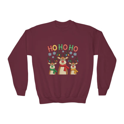 Ho Ho Ho Reindeer Sweatshirt for Girls, Cute Kids Christmas Pullover
