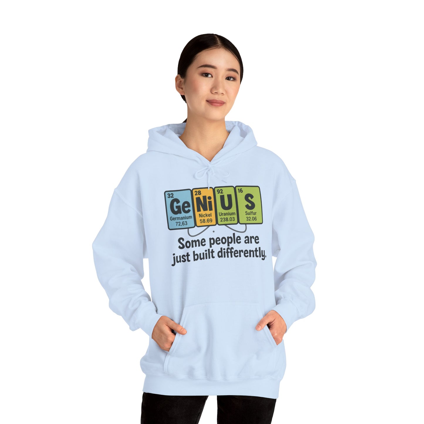 Funny Womens Genius Hoodie, Periodic Table Science Pullover, Nerdy Chemistry Sweatshirt for Her, Science Lover Apparel, Funny Chemistry Gift