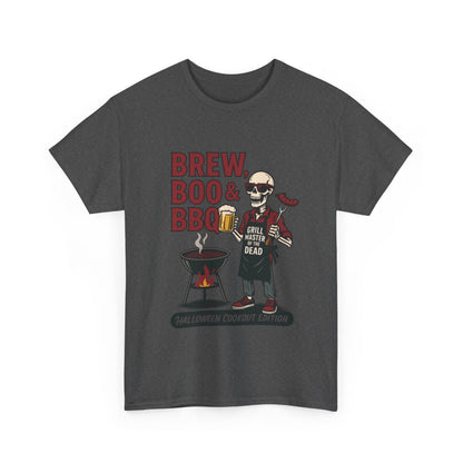 Halloween BBQ Men's T-Shirt, Brew Boo & BBQ Skeleton Grill Master Tee, Funny Dad Gift, Grill Master Tee, Grill Dad Halloween