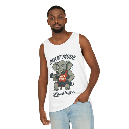 Beast Mode Elephant Gym Tank Top, Funny Workout Muscle Tank, Max Power Fitness Tank, Beast Mode Loading Mens Gym Top, Fitness Apparel