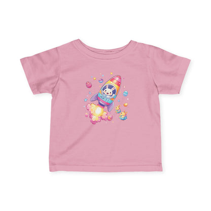 Easter Astronaut Bunny Infant Tee - Cute Rocket Bunny and Eggs Design, Fun Space Baby Shirt for 6-24 Months, Spring Holiday Outfit