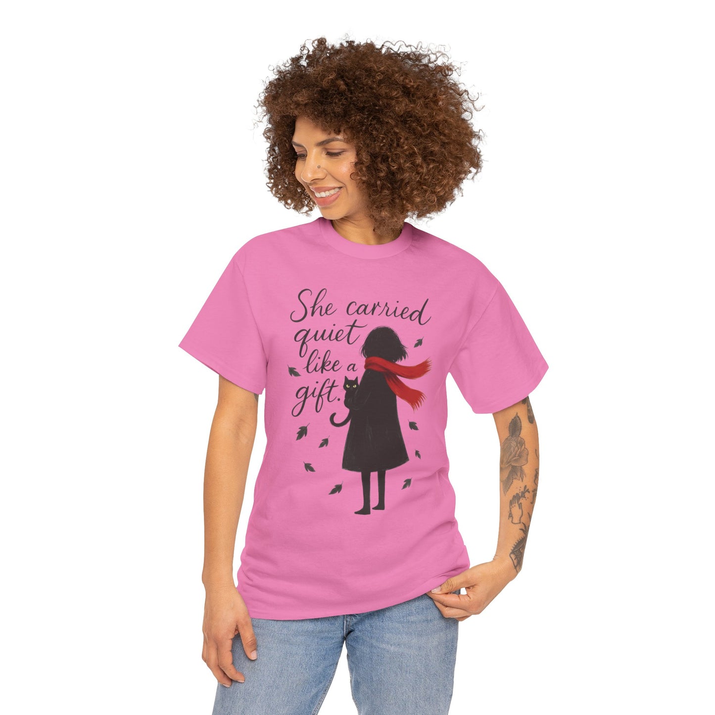 Cat Lover Womens T-Shirt, Whimsical Hand-Drawn Illustration Tee, Artistic Minimalist Gift for and Introverts, Cute Animal Apparel