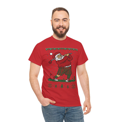 Funny Golfing Santa Christmas T-Shirt, Ugly Christmas Golf Shirt for Men, Holiday Golf Player Tee