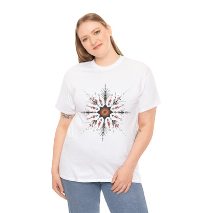 Boho Tribal Mandala Star Women's Cotton Tee, Ethnic Geometric Graphic T-Shirt, Festival Bohemian Style Gift, Bohemian Graphic Tee