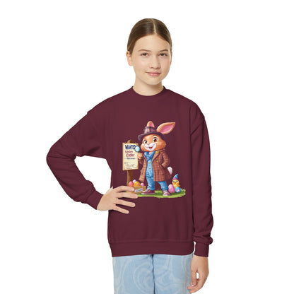 Easter Bunny Detective Kids Sweatshirt - Fun Egg Hunt Design, Cute Spring Holiday Outfit, Youth Crewneck for Boys & Girls, Easter Gift