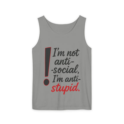 Snarky Anti-Social Mens Tank Top, Funny Summer Apparel, Mens Gift, Beachwear, Humorous Mens Tee, Graphic Tee for Introverts & Thinkers