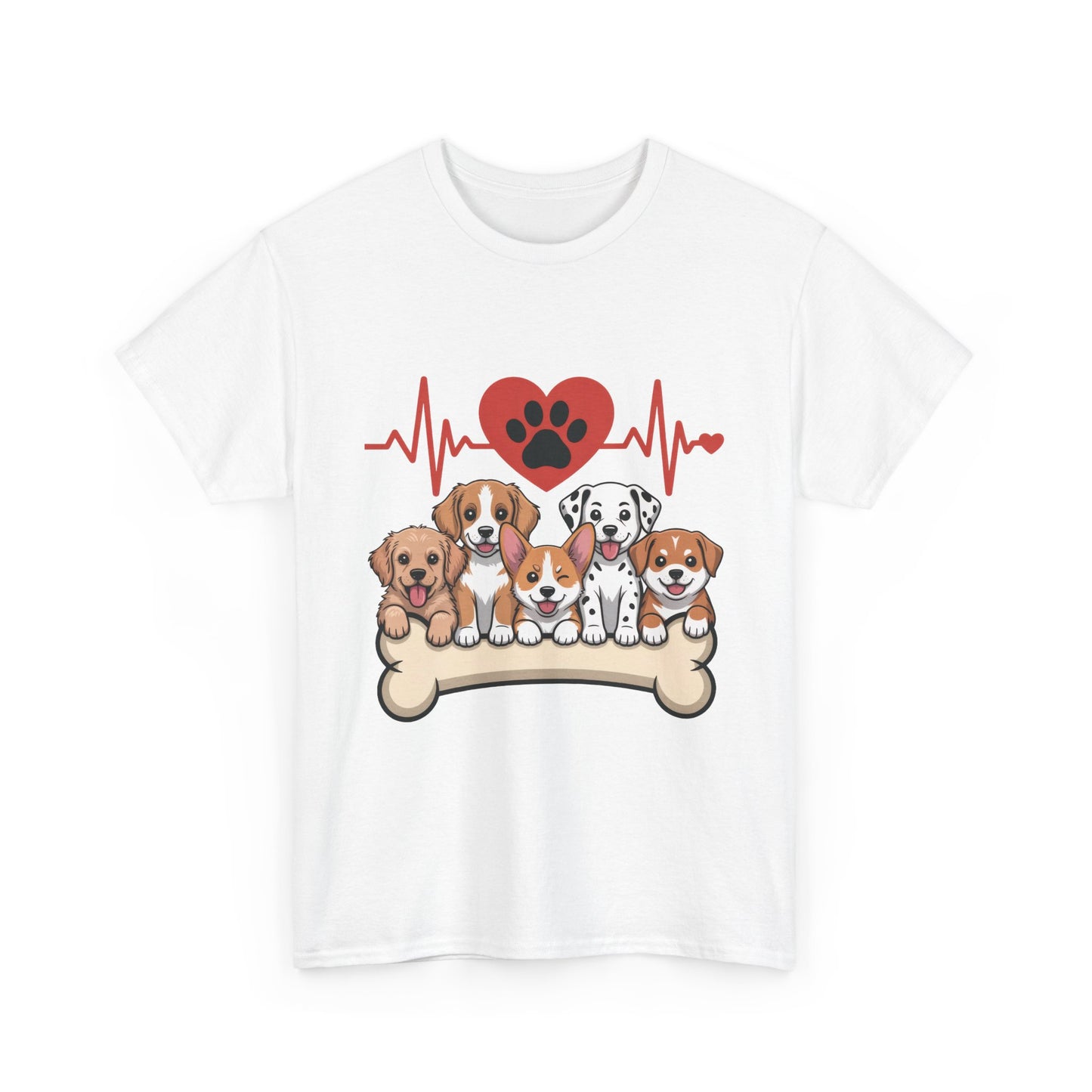 Cute Puppy Heartbeat Women's T-Shirt, Dog Lover Gift, Paw Print Heart Graphic Tee