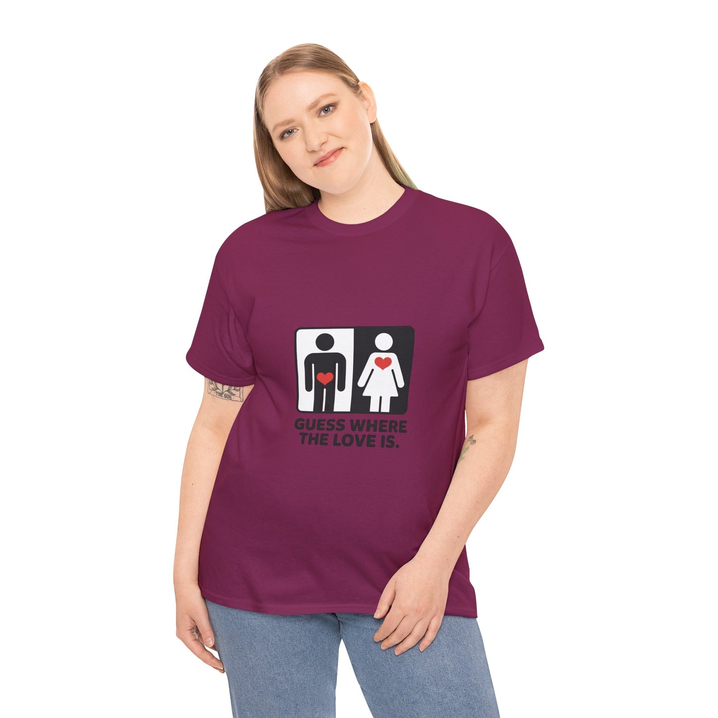 Funny Love Location Women's T-Shirt, Bold Graphic Humorous Relationship Tee, Gift for Couples, Valentine's Day Gift, Love joke tee