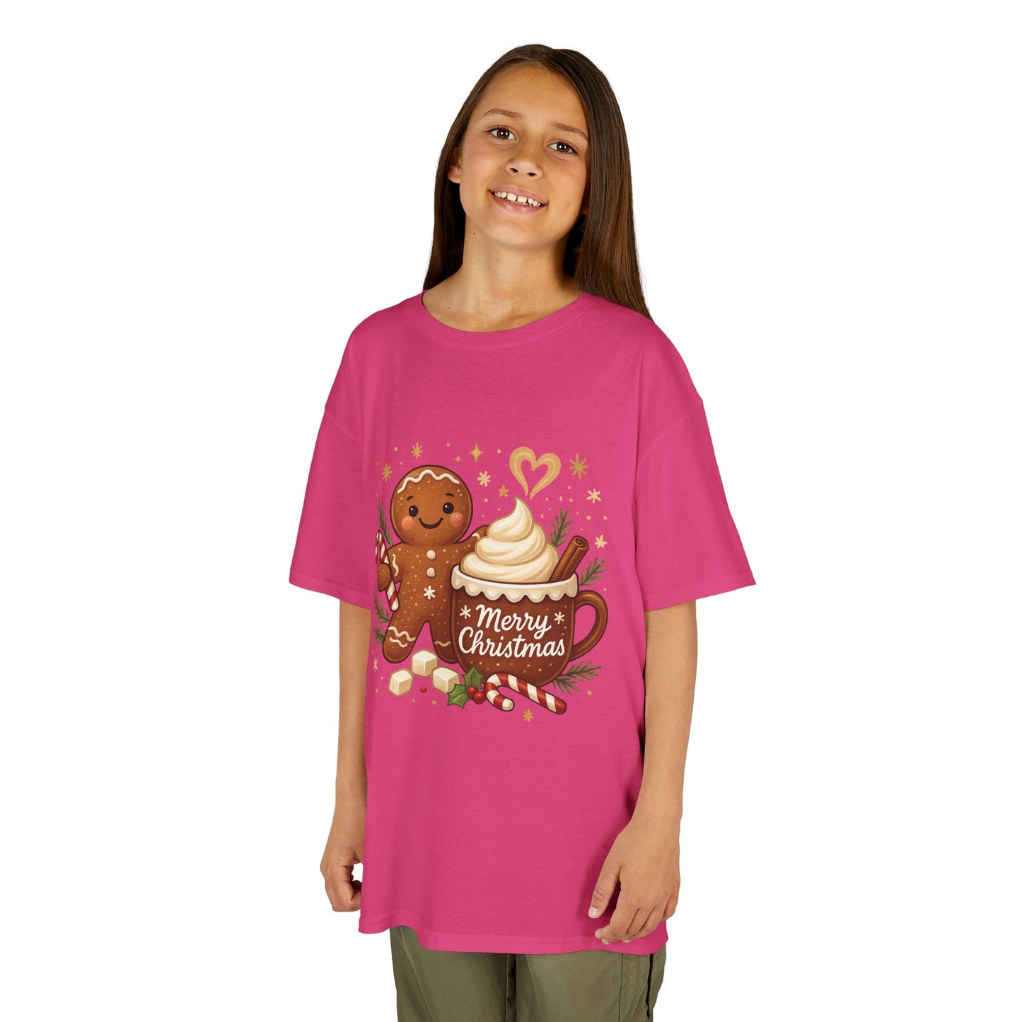 Gingerbread - Hot Cocoa Christmas Shirt for Kids, Cute Holiday Girls Tee, Kids Heavy Cotton™ Tee