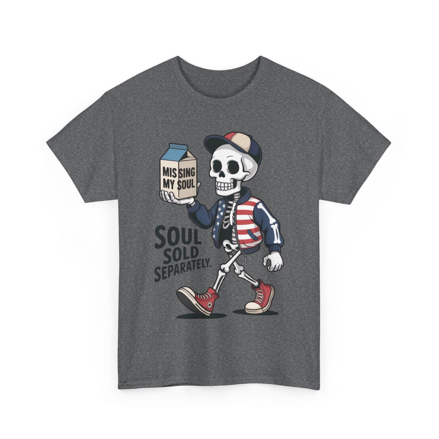 Funny Skeleton T-Shirt Soul Sold Separately Graphic Tee, Missing Soul Cartoon Shirt, Gothic Streetwear, Halloween Gift Tee
