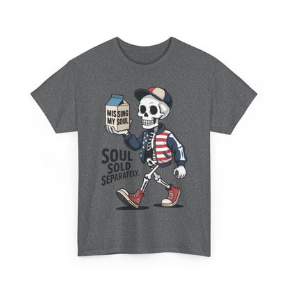 Funny Skeleton T-Shirt Soul Sold Separately Graphic Tee, Missing Soul Cartoon Shirt, Gothic Streetwear, Halloween Gift Tee