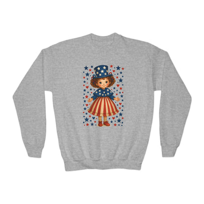 Youth Patriotic Crewneck Sweatshirt, Kids American Flag Sweatshirt, 4th of July, Independence Day Gift, Stars and Stripes