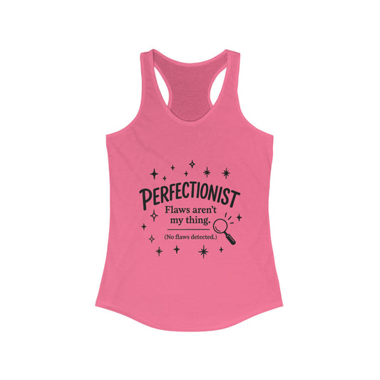 Funny Perfectionist Tank  for Women, No Flaws Detected Graphic Tee, Minimalist Humor Shirt, Gift for OCD, Flawless Queen Top
