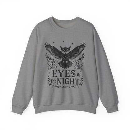 Eyes of the Night Owl Sweatshirt, Mens Dark Gothic Sweatshirt, Mysterious Owl Graphic Pullover, Forest Bird of Night Design, Halloween Gift