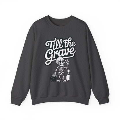Funny Skeleton Bowling Sweatshirt, Womens Crewneck, Halloween Gift, Casual Wear, Till the Grave Sweatshirt, Bowling Lover Apparel