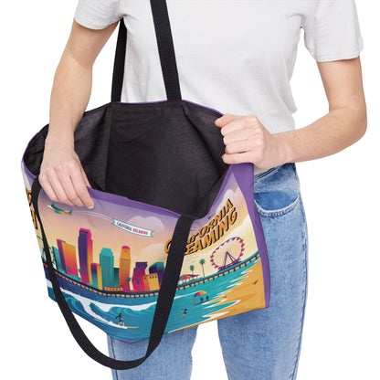California Dreaming Weekender Tote Bag | Stylish Beach Bag for Travel, Shopping, Gym, Picnics, Gifts | Long Beach Vibes