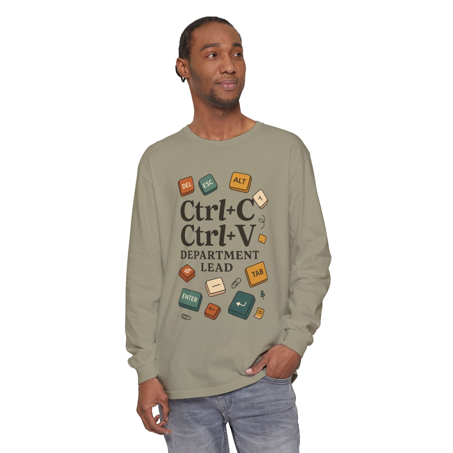 Graphic Long Sleeve Tee, Ctrl+C Ctrl+V Department Lead, Funny Office Humor Shirt, Programmer Gift, Tech Nerd Tee, IT Department Apparel