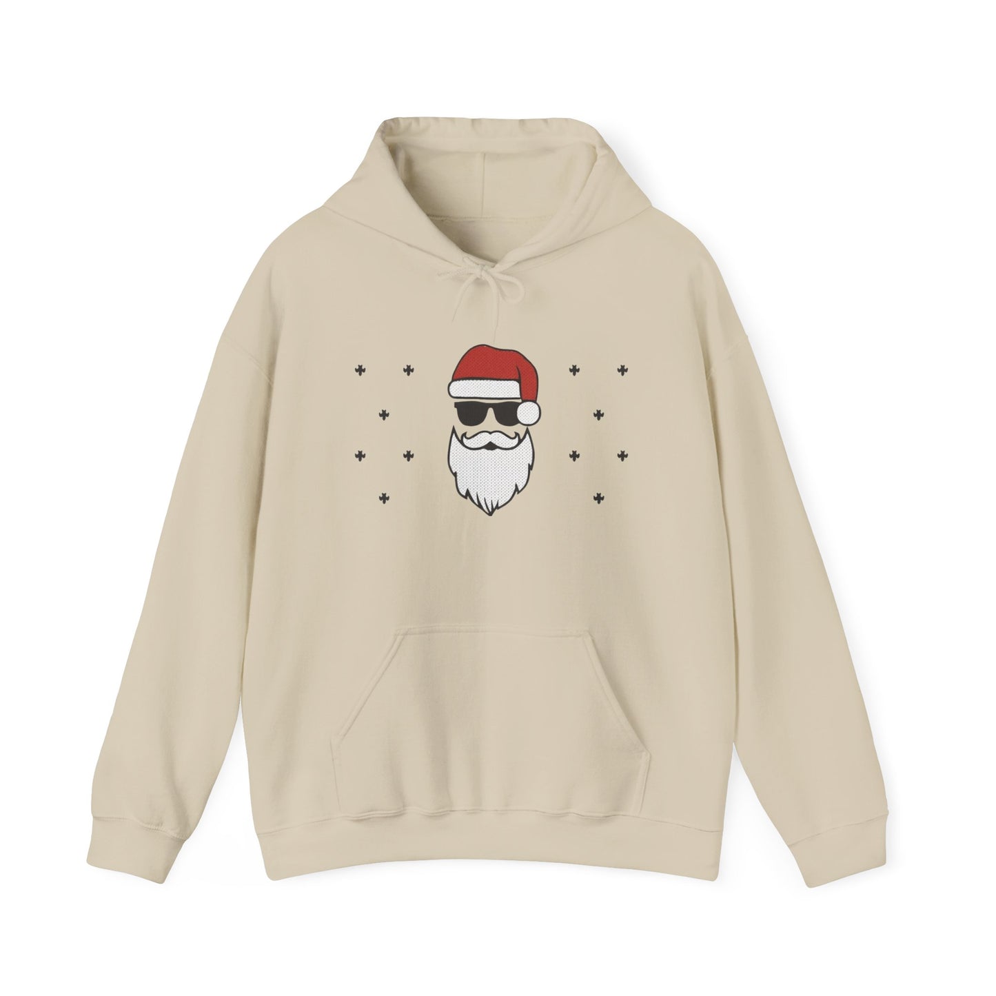 Cool Santa Men's Hoodie, Funny Christmas Sweatshirt, Retro Knit Holiday Style