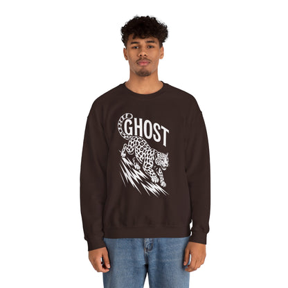 Ghost Leopard Crewneck Sweatshirt, Unisex Fashion, Cozy Casual Wear, Graphic Sweatshirt, Wild Animal Art, Gift for Animal Lovers