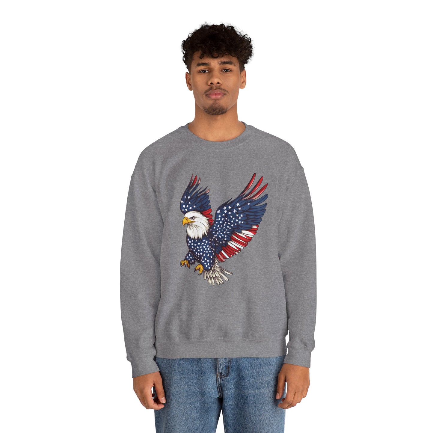 Patriotic Eagle Sweatshirt, Unisex Crewneck, USA Pride Apparel, Cozy Everyday Wear, Perfect for Independence Day, Gift for Patriots