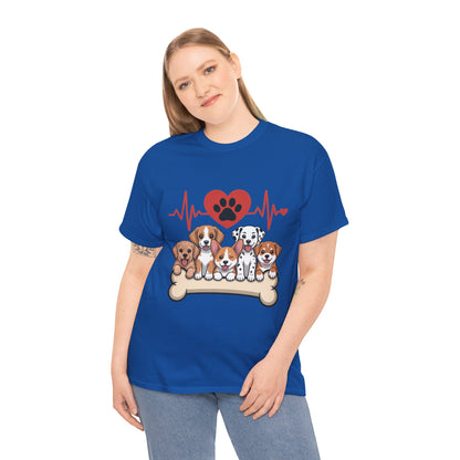Cute Puppy Heartbeat Women's T-Shirt, Dog Lover Gift, Paw Print Heart Graphic Tee