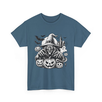 Scary Witch Halloween Shirt Women, Gothic Pumpkin Ghost Tee, Spooky Horror Tee with Bats