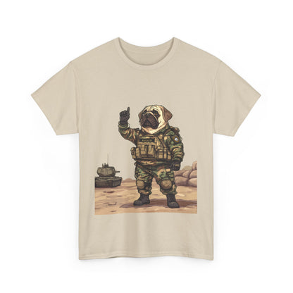 Cute Army Bulldog Tee, Funny Dog Army Pug Men's Heavy Cotton Tee, Pet Lovers Gift, Military Humor Clothing, Dog Dad T-Shirt