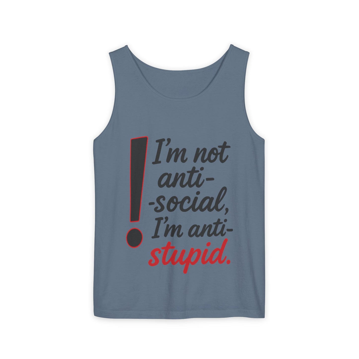 Snarky Anti-Social Mens Tank Top, Funny Summer Apparel, Mens Gift, Beachwear, Humorous Mens Tee, Graphic Tee for Introverts & Thinkers