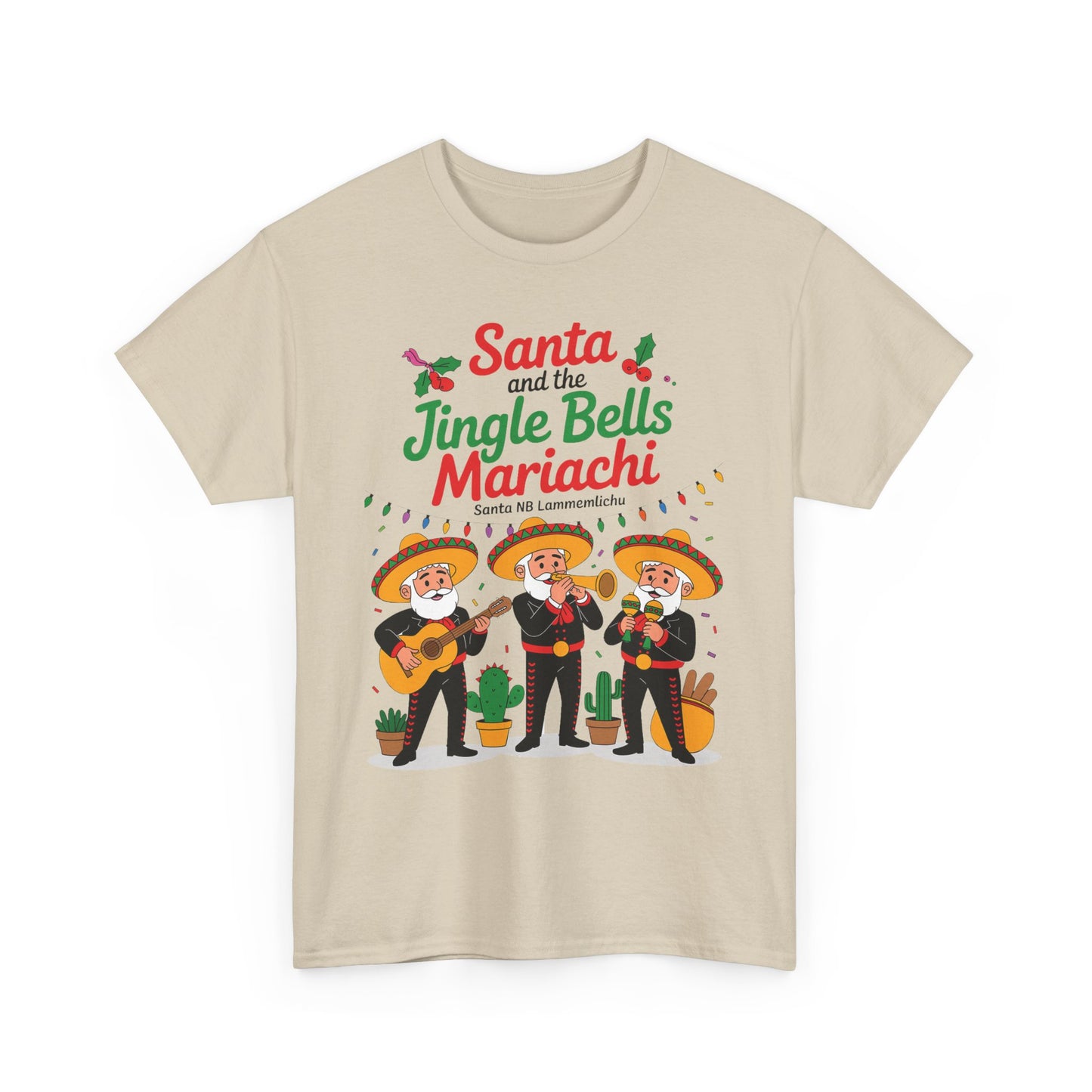 Santa and the Jingle Bells Mariachi, Funny Mexican Christmas T-Shirt, Latin Fiesta Holiday Tee, Navidad Humor Shirt