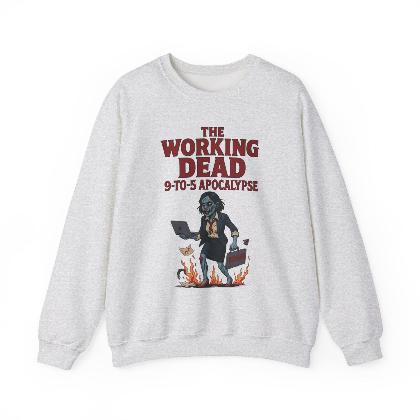 Women's The Working Dead 9-to-5 Apocalypse Sweatshirt, Funny Office Zombie Horror Pullover, Halloween Zombie Work Top