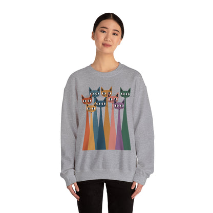 Colorful Cat Sweatshirt, Cozy Crewneck, Cat Lover Gift, Unisex Sweatshirt, Cute Animal Apparel, Fun Gift for Cat Owners