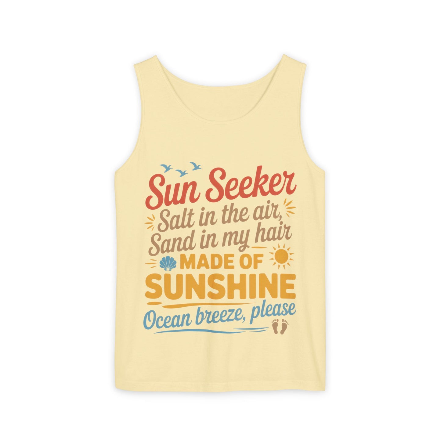 Sun Seeker Summer Quote Tank Top, Made of Sunshine Beach Vibes Tee, Ocean Breeze Please Tank Top for Women, Salt in the Air Sand Top
