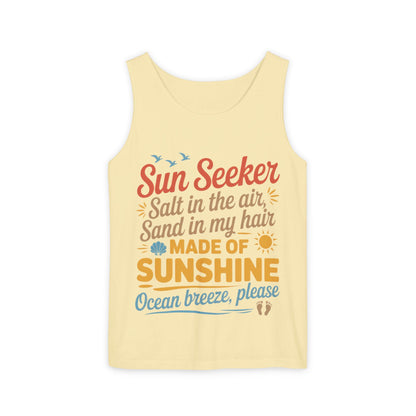 Sun Seeker Summer Quote Tank Top, Made of Sunshine Beach Vibes Tee, Ocean Breeze Please Tank Top for Women, Salt in the Air Sand Top
