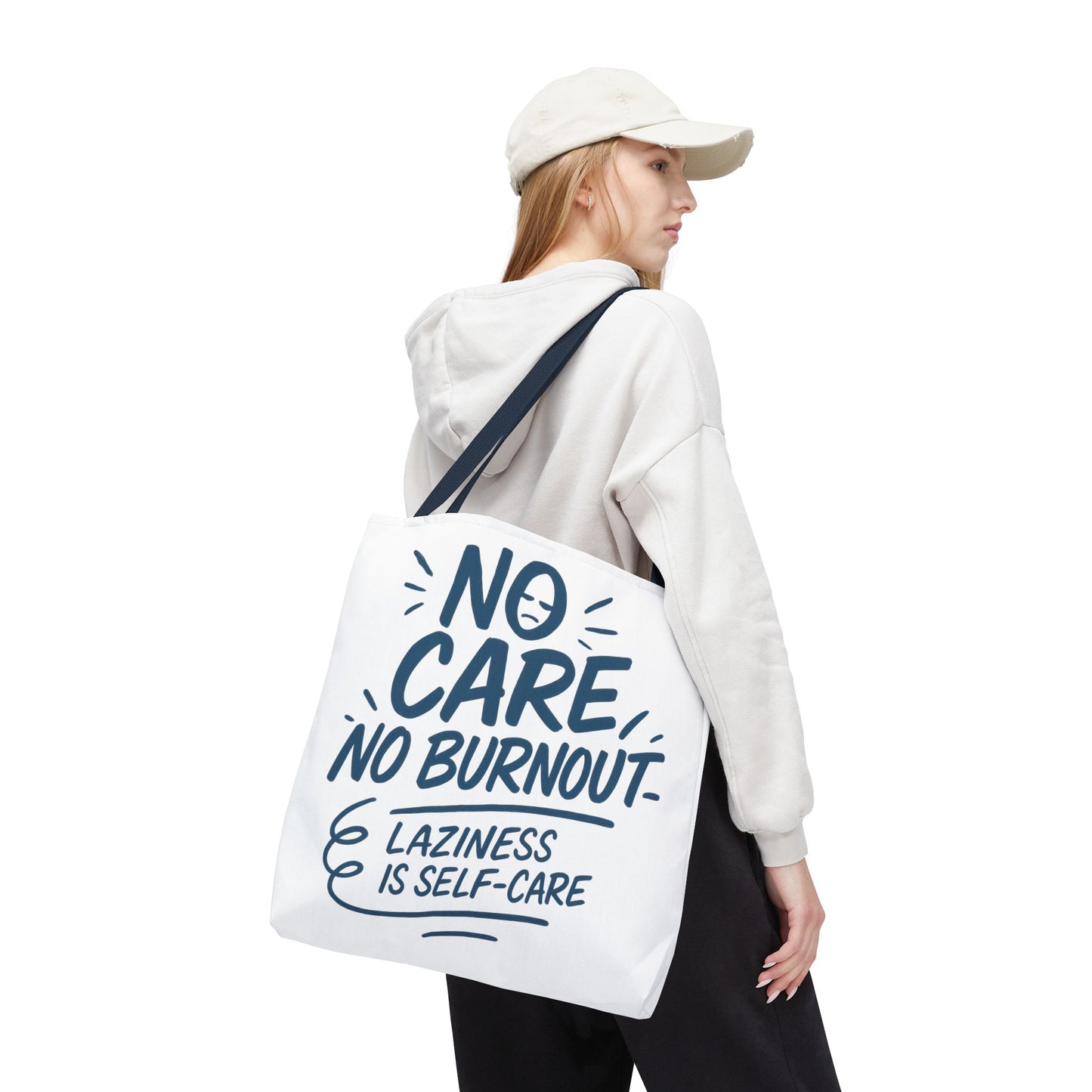 Laziness is Self-Care Funny Quote Bag, Oversized Reusable Canvas Shopping Tote, Sarcastic Self-Care Gift, Weekend Getaway, Everyday Use