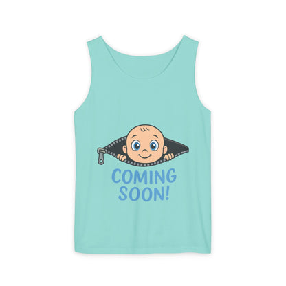 Coming Soon Maternity Tank Top, Cute Baby Boy Pregnancy Announcement Tee, Funny Expecting Mom Gift, Gender Reveal Tee, Baby Shower Top